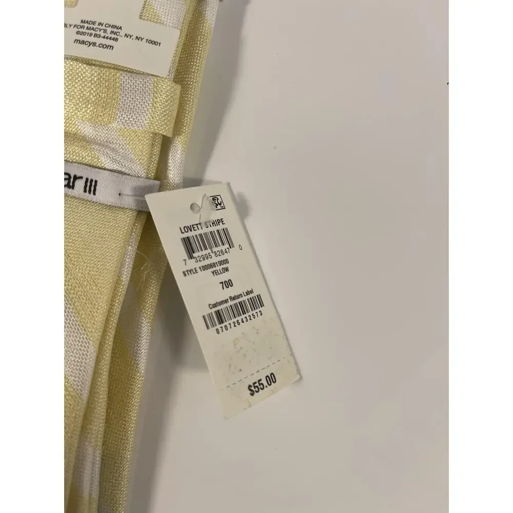 Bar III Tie Men's Yellow White Stripe Lovett Silk Blend Slim Modern Formal NWT